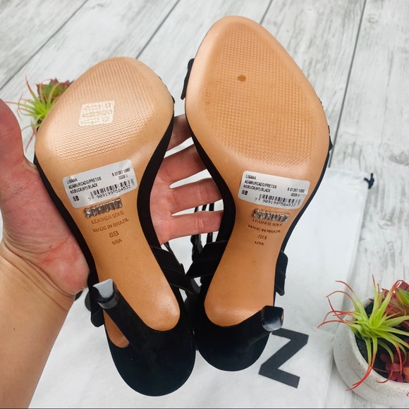 SCHUTZ Lisana Ankle Tie High Heel Scalloped Edges - Picture 5 of 8